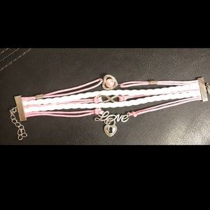 3 for $20 or $8 each Leather Adjustable Pink Bracelet Live Infinity Lock